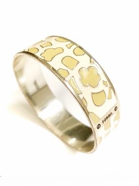 Fossil Yellow Abstract Gold Tone Bangle Bracelet